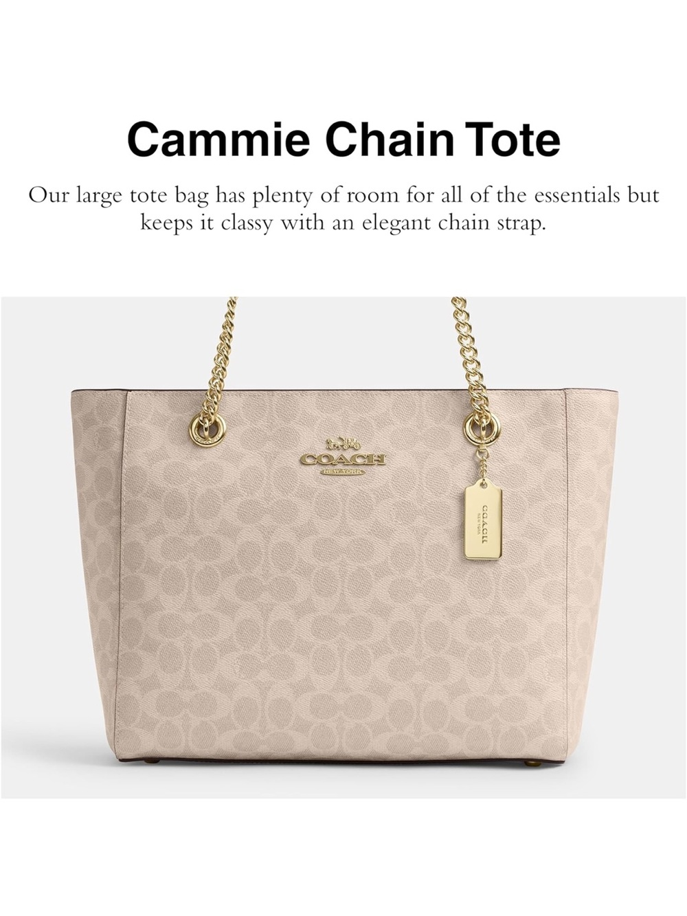 COACH Beige Signature Cammie Chain Tote with Gold Hardware - New - Picture 2 of 4